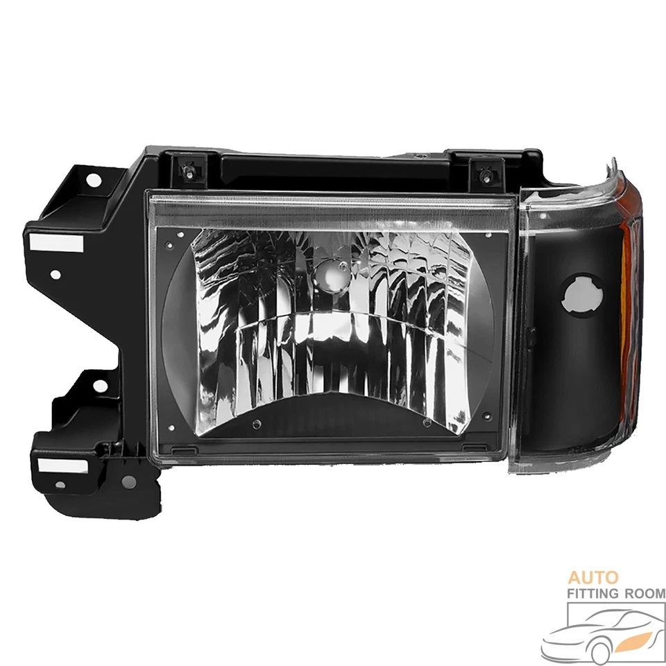 Black Headlight For 1987-1991 Ford F150 F250 Bronco Truck w/ Bulbs Left & Right Foto 3 de 4
