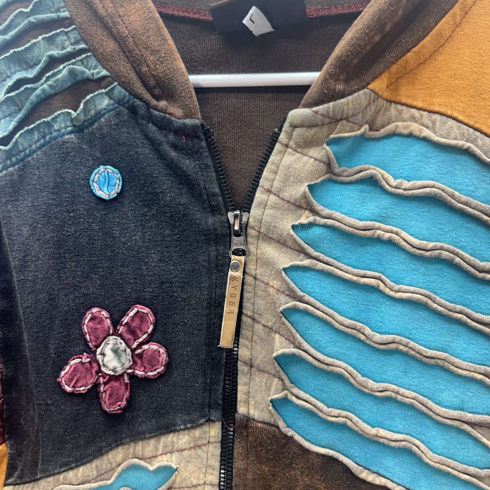 Kyber Outerwear Patchwork Full Zip Jacket Embroid… - image 2