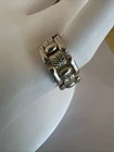 Vintage Sterling 925 Fancy  Panther link chain ring Italy SZ 6.75