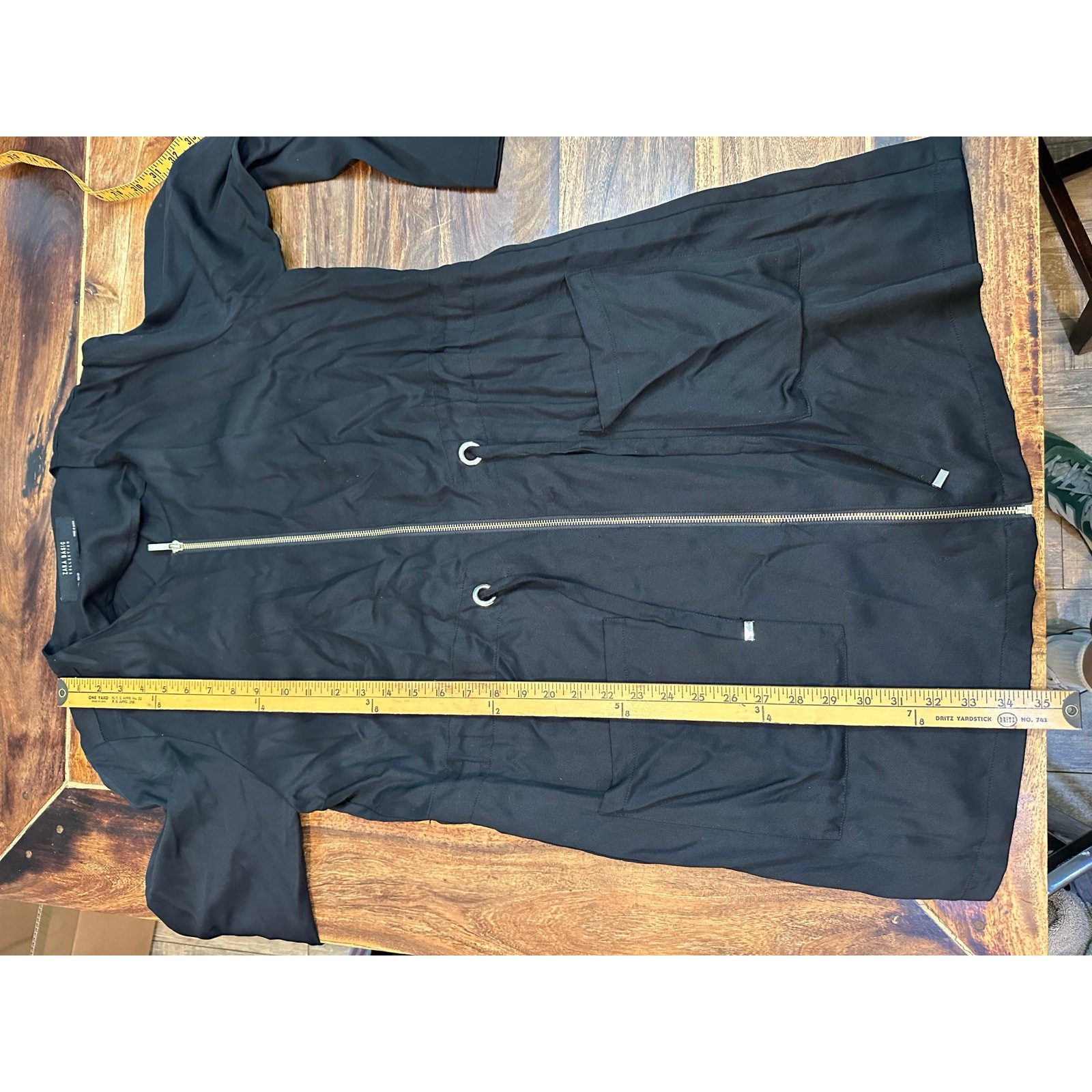 Zara Basic Trench Jacket Mid Length Full Zip Long… - image 5