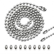 2.4mm Stainless Steel Ball Chain, 2PCS 40 Inch 1M Bead Chains with 10 2.4MM