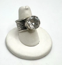 Silpada Sterling Silver Huge Cubic Zirconia "Queen for a Day" Ring R2208 Sz 8.25
