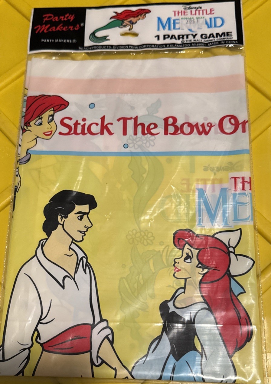 ARIEL THE LITTLE MERMAID PARTY GAME POSTER ~ Vintage Birthday Supplies Plastic