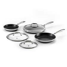 HexClad Hybrid Nonstick 6-Piece Fry Pan Set, 8, 10, and 12-Inch Frying Pans w...
