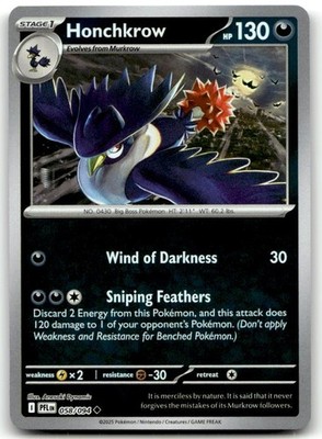Honchkrow 058/094 Uncommon Phantasmal Flames Pokemon Reverse Holo Lightly Played