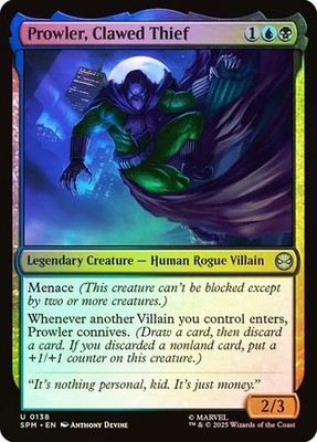 NM Foil Prowler, Clawed Thief, MTG, Marvel's Spider-Man, Magic, 138