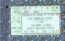 Theo Fleury 2G#304 Ticket FULL 3-15-1997 Kings Flames LA Old Timers vCelebrities