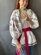 Handcrafted Ukrainian Embroidered blouse shirt Vintage Vyshyvanka Ethnic blouse