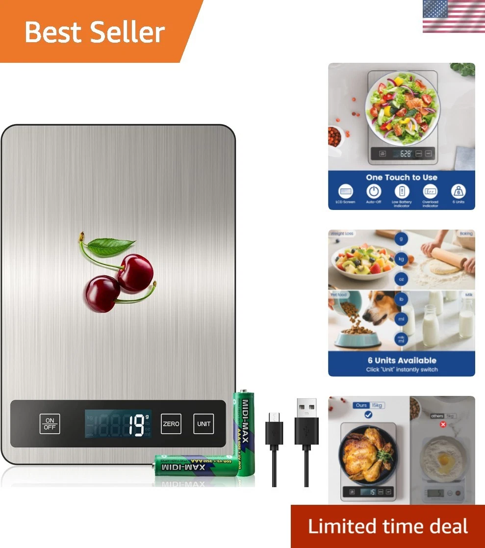 33 lb & USB Rechargeable】 Digital Kitchen Food Scale Kitchen Scale, Stainless...
Opens in a new wind