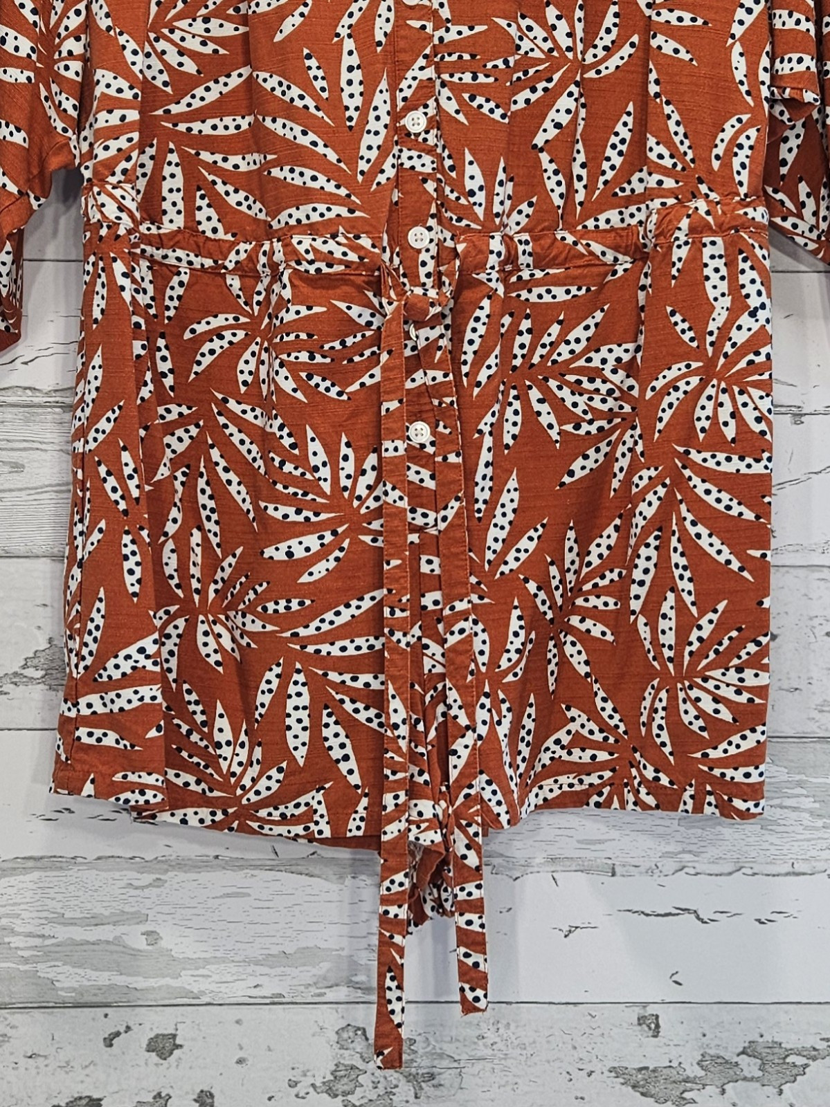 Loft Beach Leafed Button Rompred Small Belted 3/4… - image 3