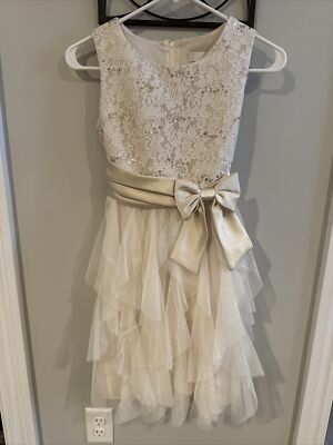Rare Editions Girls Ivory Lace Bow Dress 14 | eBay Rare Editions Girls Ivory Lace Bow Dress 14 | eBay
