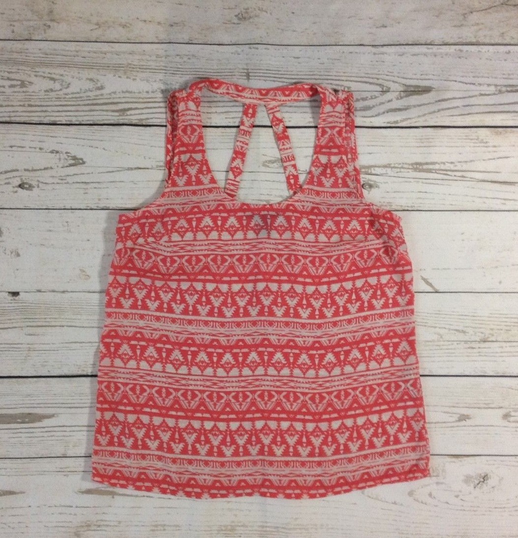 Forever 21 Women's Sleeveless Aztec Racerback Tank Pink White Size