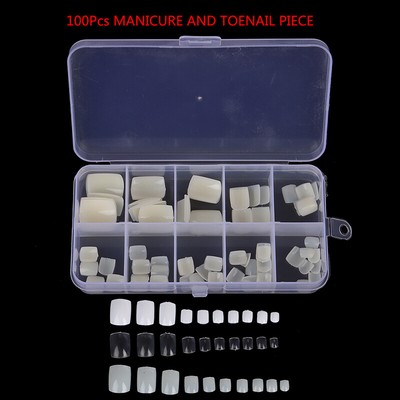 100x Acrylic Toe False Nails Tips Foot Fake Manicure t Decoration Toenails FjH5