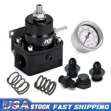 For EFI Fuel Pressure Regulator Kit AN6 Feed & Return Adjustable 3-70PSI Black 