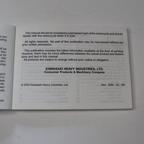 Genuine 2004 Kawasaki Ninja ZX-6R / ZX636 C1 / English Owners Manual 999861251 - Bild 2 von 15