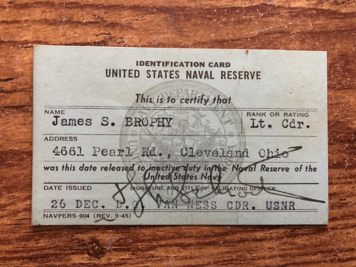 Vintage 1945 UNITED STATES NAVAL RESERVE ID Card Lieutenant James