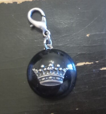 John Wind Black with Silver Crown Charm/Pendant Lobster Claw Closure