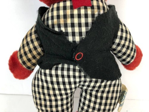Vintage Red Sawdust Stuffed Cat Commonwealth of Pennsylvania Vest Checker RARE - Picture 5 of 9