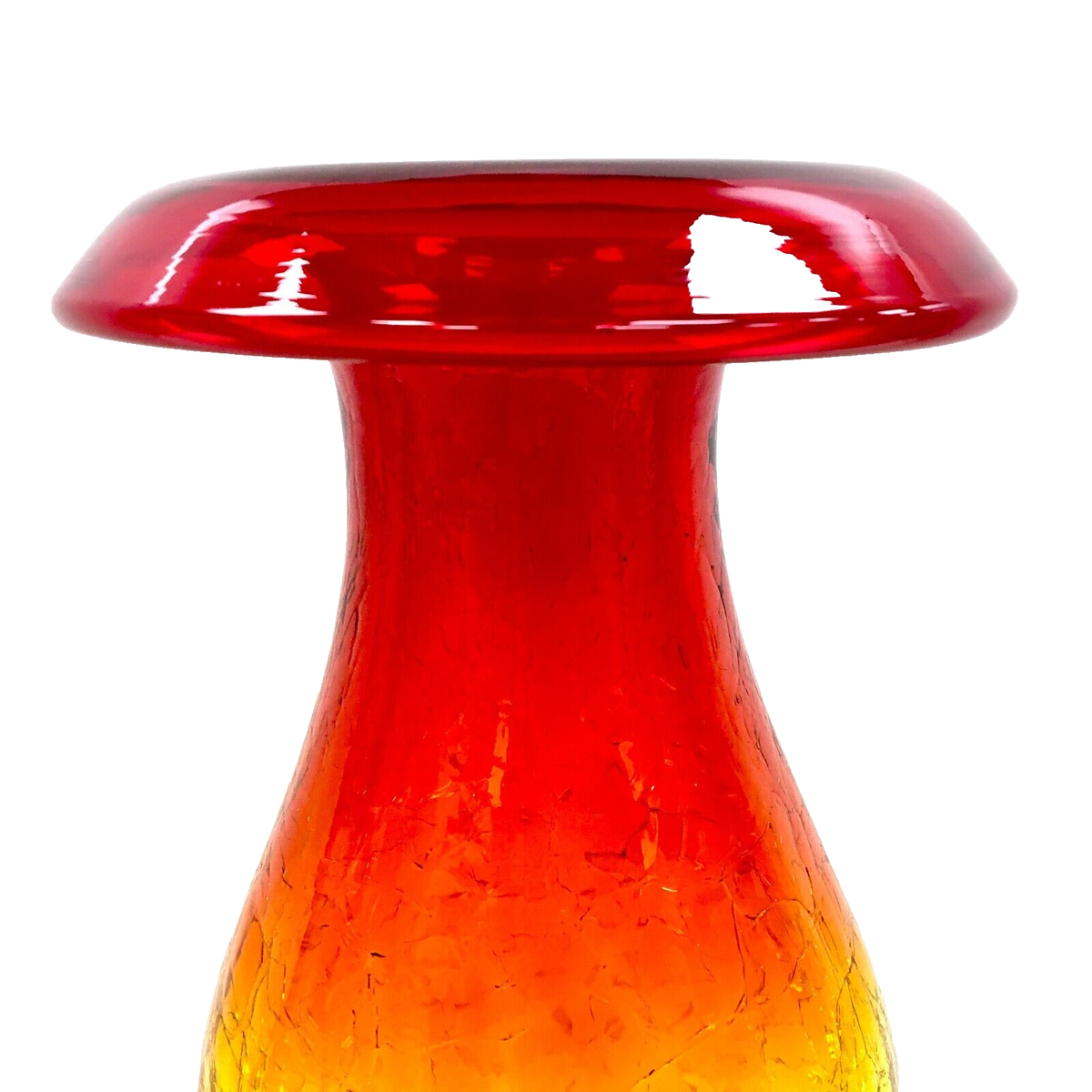 60s〜 BLENKO Glass Vase Vintage Blenko MCM Joel Philip Myers 6623 Tangerine Crackle