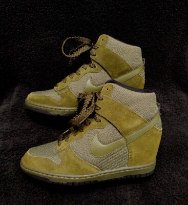 New Nike Dunk Sky Hi Essential Wedge Army Rough Green Wmn's Size