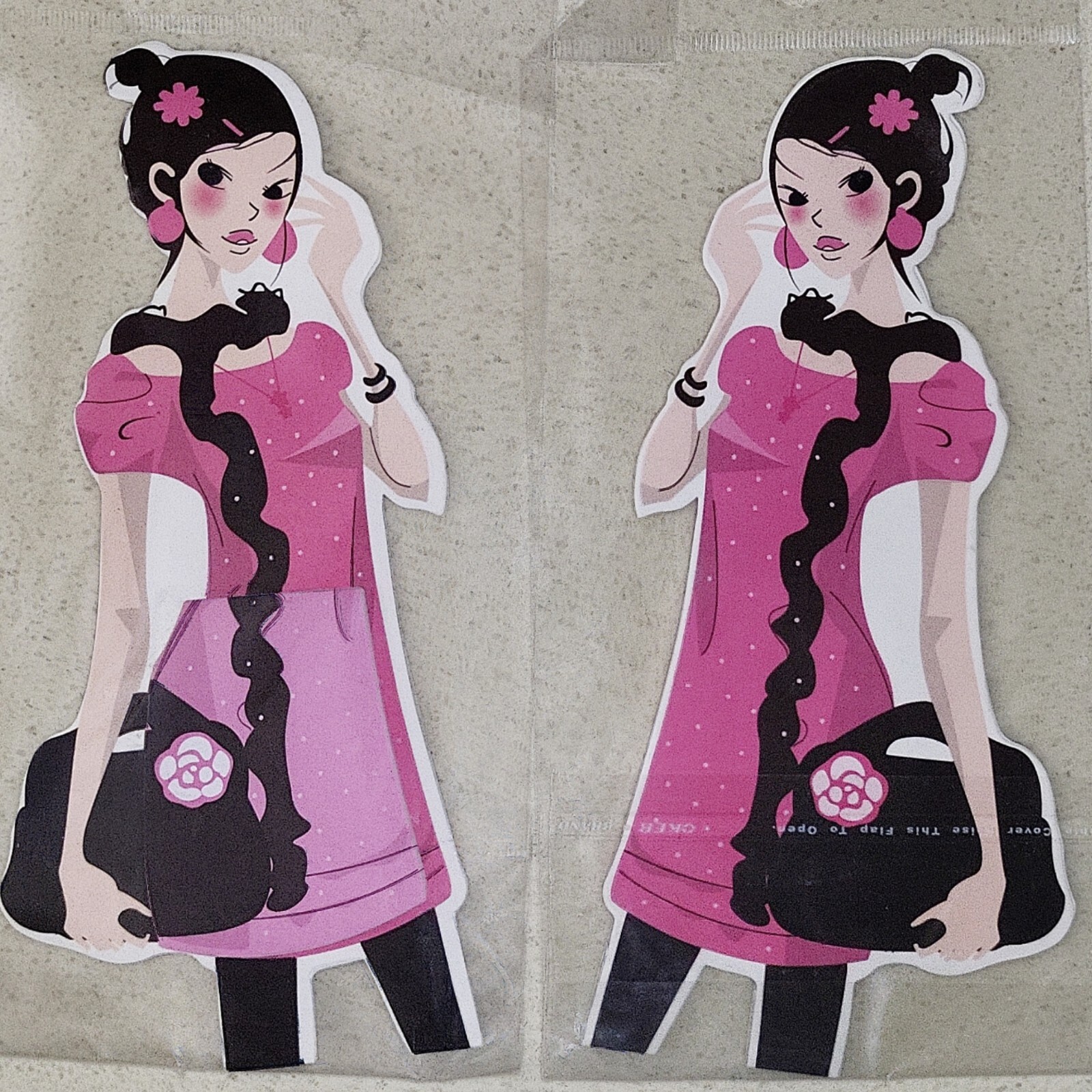 Blushing girl pink outfit memo pad sticky notes  -image