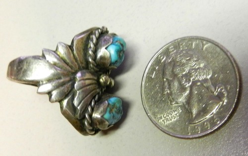 ANELLO argento e turchese corda attorcigliata intorno 2 pietre arco sud ovest taglia 11 S33E - Foto 6 di 9