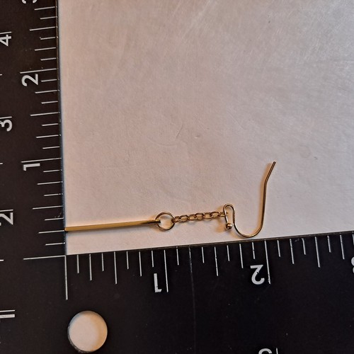 Earrings Gold Bar Drop Dangle Chain - Picture 8 of 8