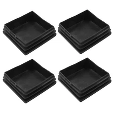 4 Pack 2-3/8" Square Plastic Plugs Black Tubing End Caps Plugs Insert for Squ...