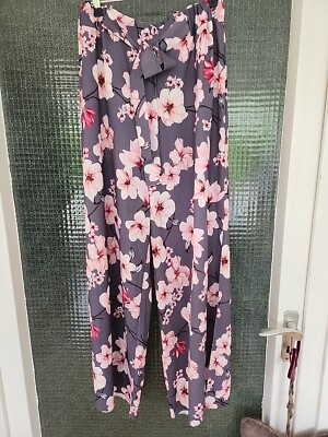 Damen Cloud5ive Hose Stoffhose Rosen Gr.L, NEU m. Etikett grau rosa Gürtel