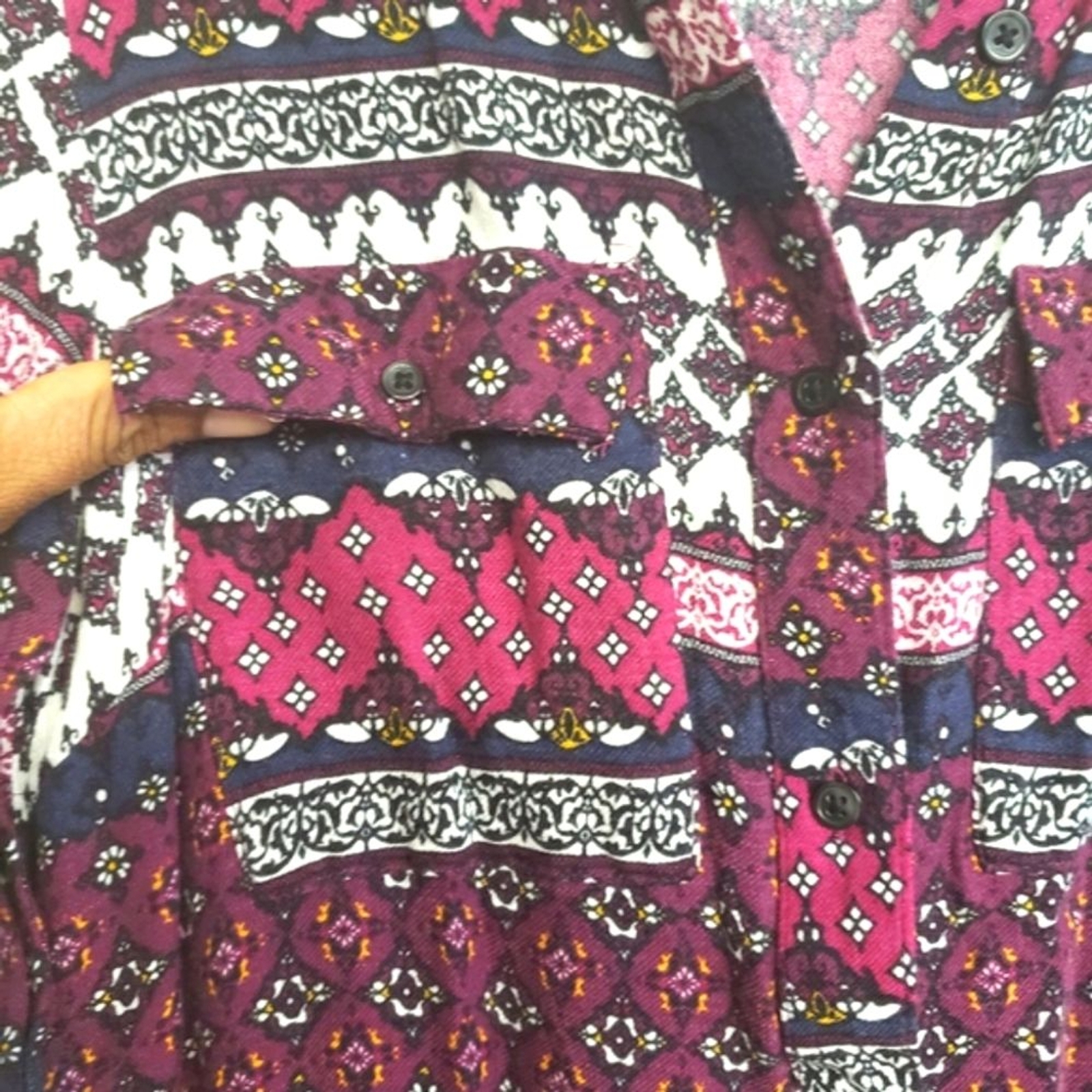 H&M Divided Button-Down Tunic Patterned Blouse Si… - image 8