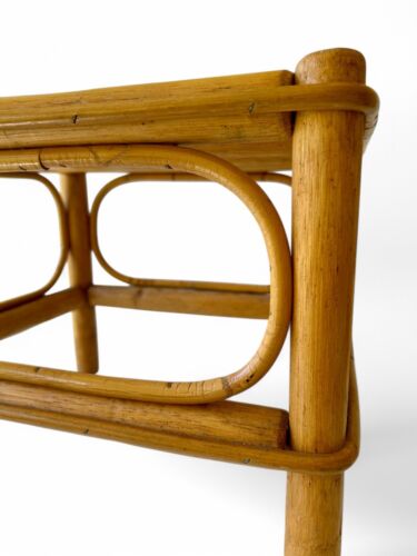 Vintage bamboo stool side table plant stand foot stool square 1980's AUSTRALIA - Picture 4 of 8