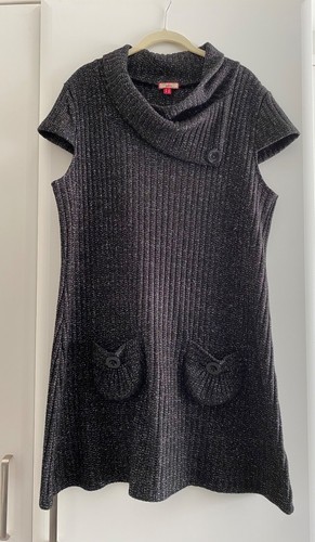 Joe Browns Gr. 18 schwarz mit Silberfaden Strick Kurzarm Tunika mit Taschen