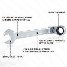 DISEN 9/16 Zoll Ratschenringschlüssel 16 Mm – 72 Zähne, Chrom-Vanadium-Stahl, Für Enge Räume