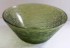Vintage ANCHOR HOCKING Green SORENO Glass 8-1/2" Chip Fruit Salad Serving BOWL