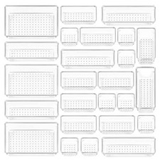 25 PCS Plastic Drawer Organizers Set, 4-Size Versatile Bathroom and Clear