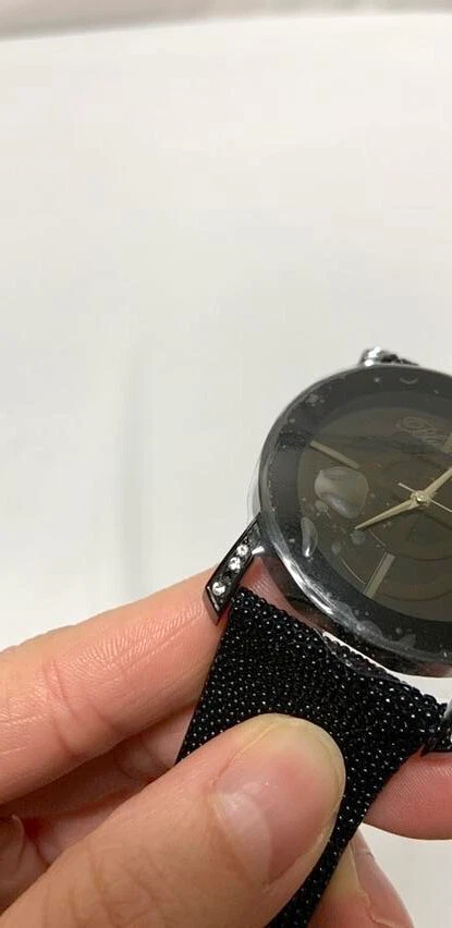 NEW Blumarine 3067L Womens Black & Bling Bumpy Leather Band Watch swarovski hot - Image 3 of 4