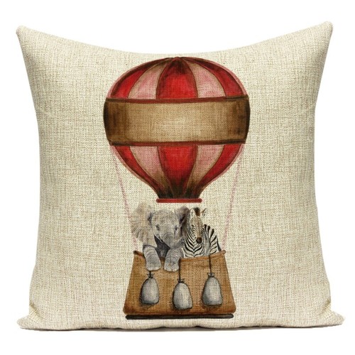 Animal Elephant Hot Air Balloon Cushion Cover Engineering Vehicle Pillow Case - Picture 7 of 56