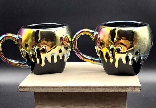 Poison Apple Set of Two Disney Oil Slick Black Halloween Villian Snow White Mugs - Picture 2 of 3