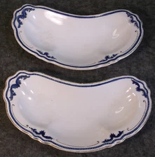 PAIR OF ANTIQUE Wm. GRINDLEY BONE DISHES FLOW BLUE