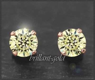 Diamant Ohrstecker aus 585 Gold; 1,60ct Brillanten, gelb & VS; Rotgold Ohrringe - Bild 1 von 4