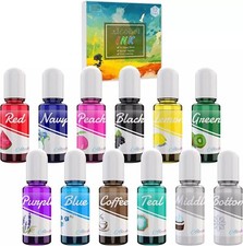 Alcohol Ink Set - 12 Vibrant Colours Alcohol Based Ink for Epoxy Resin Art