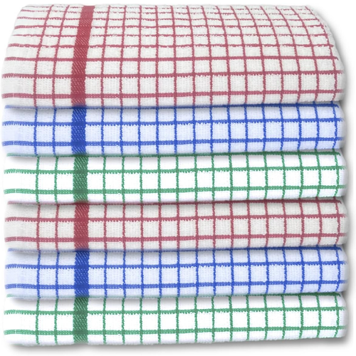 6x Large Terry Tea Towels 45x65cm – 100% Cotton Luxury Check Soft Kitchen Towels - Picture 3 of 26