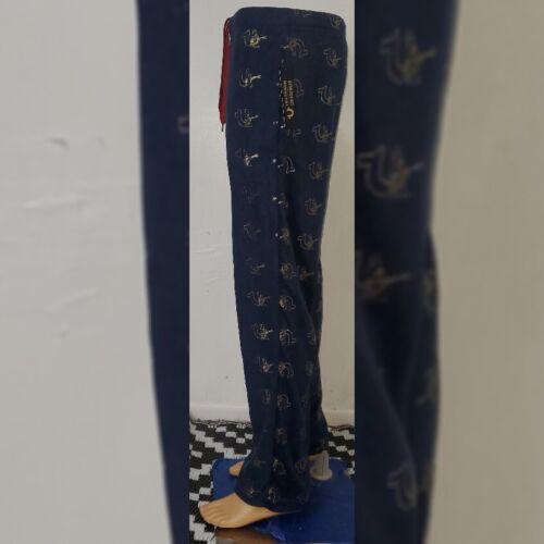 TRUE RELIGION LOUNGEWEAR FLEECE PANT MEN ALLOVER METALLIC PRINT LOGO SIZ XL NAVY - Picture 3 of 11