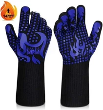 BBQ Gloves 1472℉ Extreme Heat Resistant Protective Cooking Gloves - Size X-Large