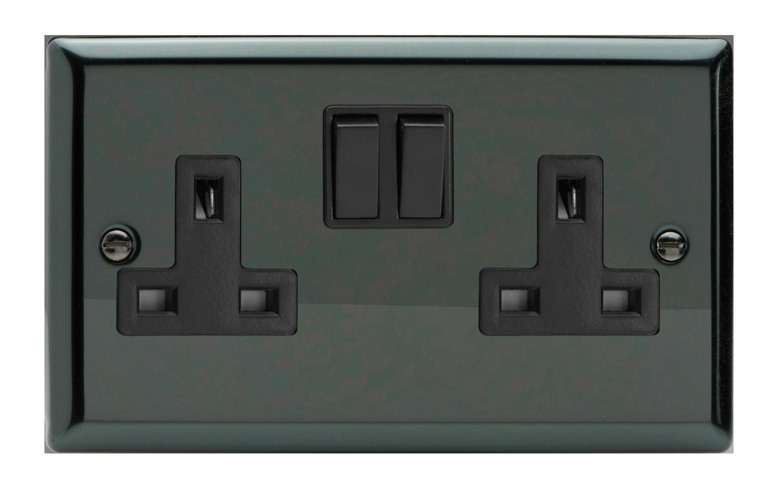 Varilight XI5B Classic Iridium Black 2 Gang Double 13A Switched Plug Socket