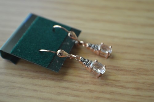0.70ct Color Change Hyalite /Champagne Diamonds Earrings 14k RG over Fine Silver - Picture 7 of 9