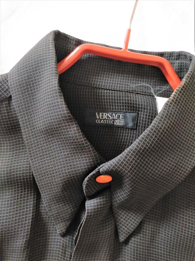 VERSACE CLASSIC V2 Check Shirt 15 1/2 / 39 Cotton 54 Rayon