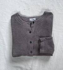 VTG 90s L.L. BEAN Cotton Blend Pile Cardigan Sweater Women's MED Taupe USA Made