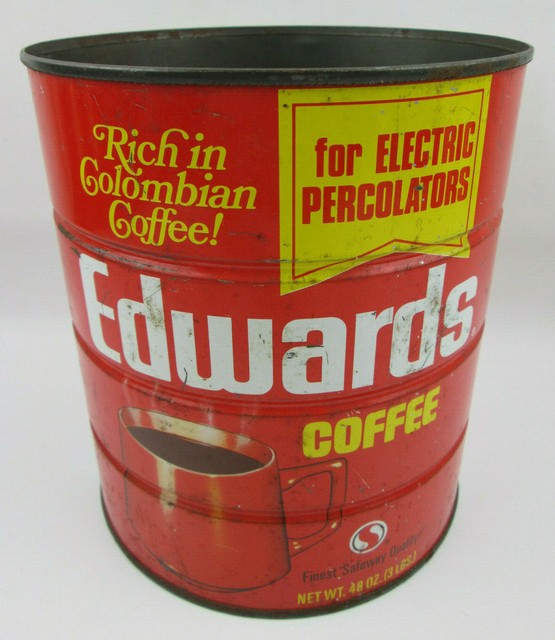 Vintage 1974 Edwards Coffee Can 48 oz (3 lbs) Percolator Grind by