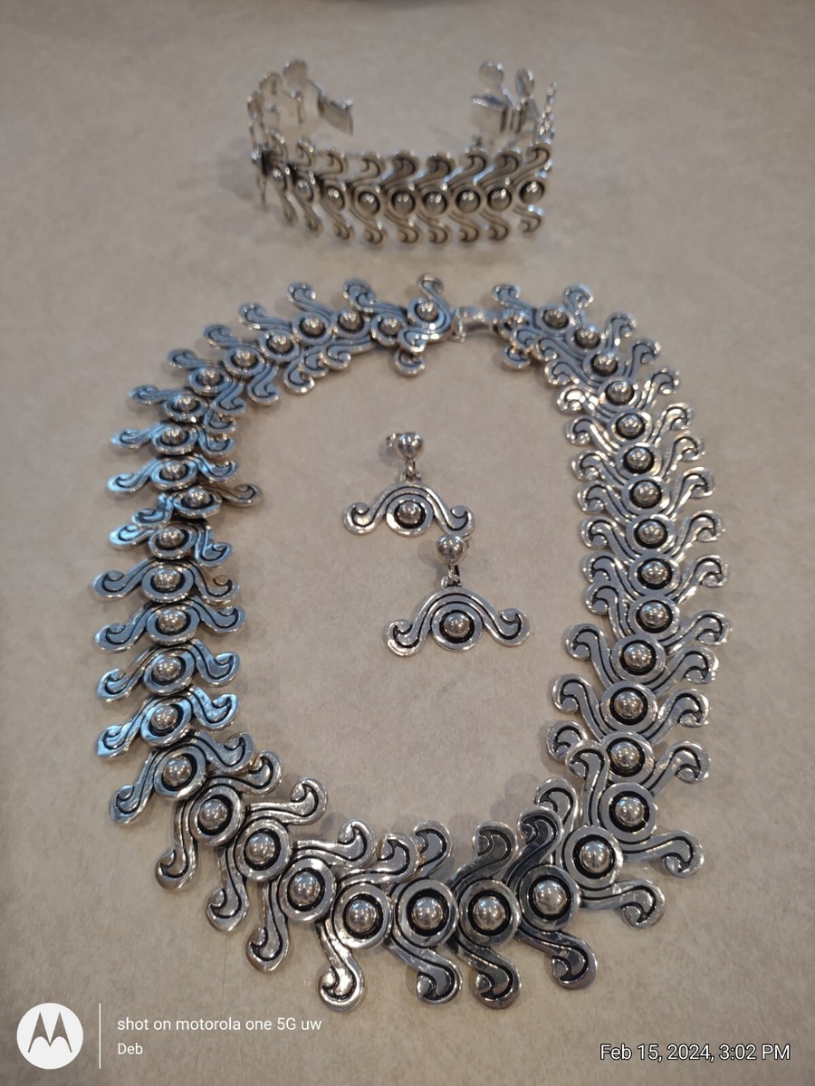 MELESIO RODRIGUEZ Mexico Taxco 950 Sterling Silver Necklace